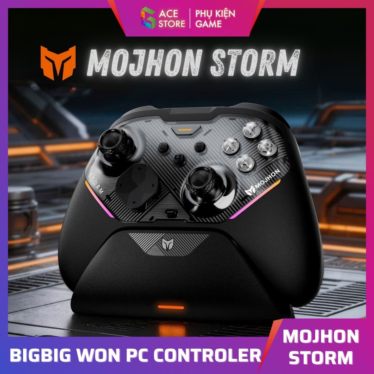 [ SẴN HÀNG ] TAY CẦM MOJHON STORM – STORM 2.4G 2000Hz | TMR JOYSTICK | HALL TRIGGER | RGB | DOCK SẠC
