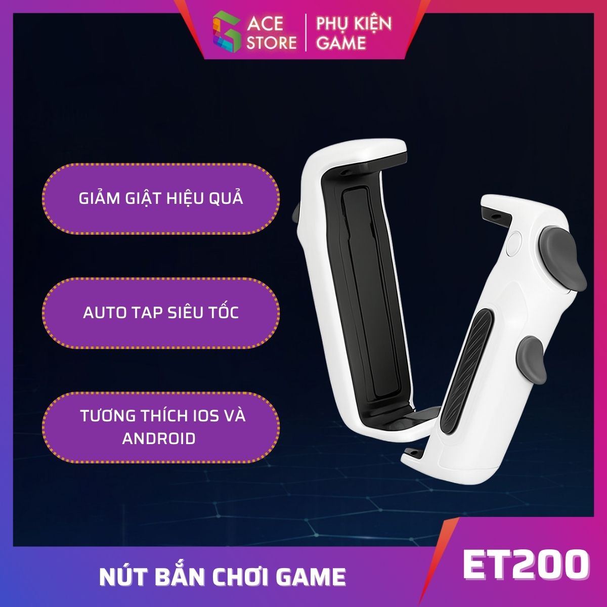 [Chính hãng] Nút Bắn Chơi Game Gace Gaming ET200 – Phụ Kiện PUBG/Free Fire, Auto Tap, Giảm Giật, Nút Bắn Điện Thoại