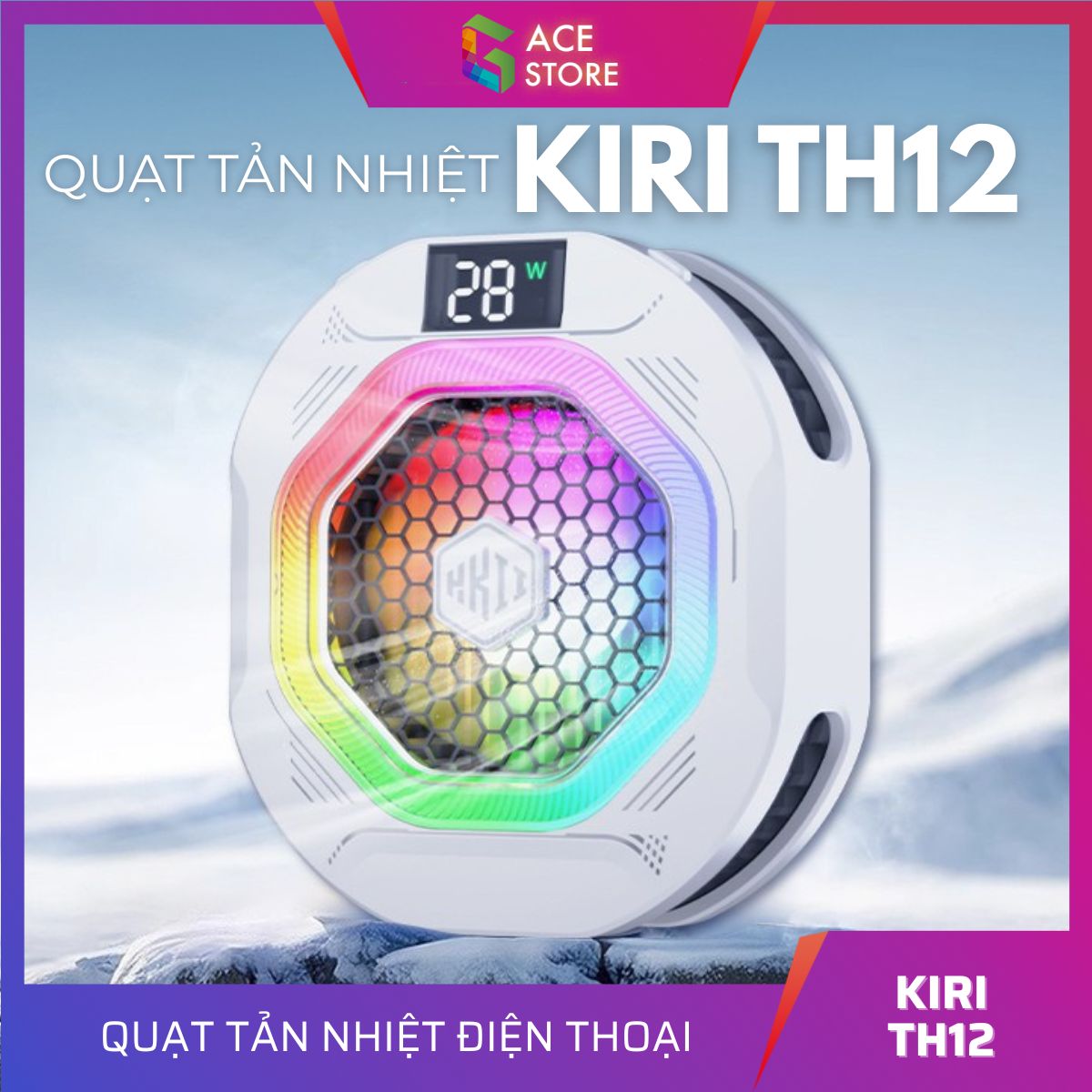 Quạt tản nhiệt sò lạnh Kiri TH12 làm lạnh siêu tốc, dành cho điện thoại, máy tính bảng