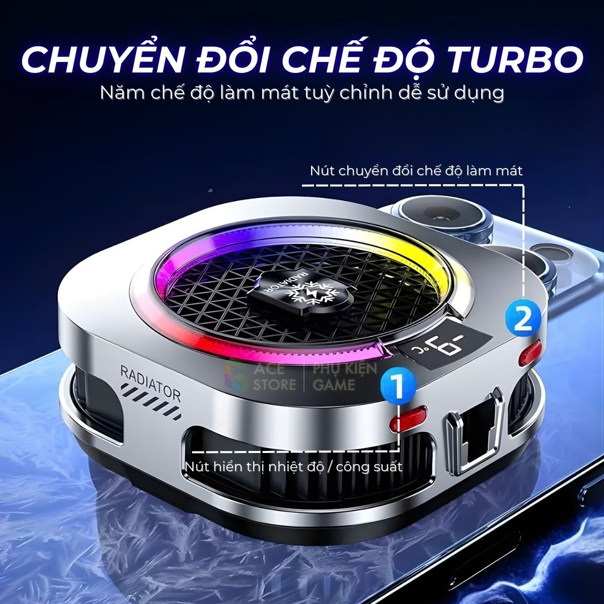 [Siêu Sale] Quạt tản nhiệt điện thoại sò lạnh TH16 Pro - Tản nhiệt từ tính tích hợp AI, Led RGB Không tụt FPS khi gaming