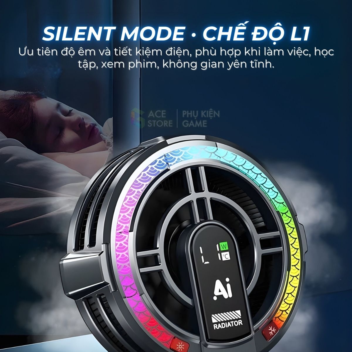 [Có sẵn] Quạt tản nhiệt máy tính bảng sò lạnh TH06 Pro -  Kiểm soát nhiệt độ thông minh,Tích hợp AI công suất 24W