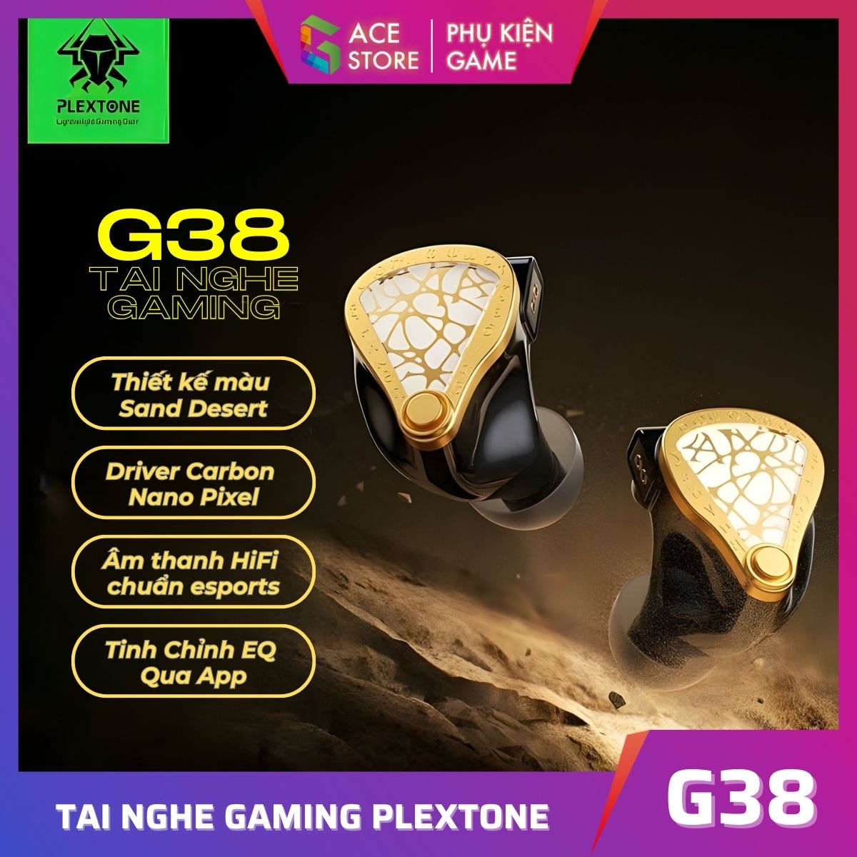 [Chính hãng] Tai Nghe Gaming Plextone G38 Type-C – Hi-Fi Esports, Tinh Chỉnh EQ Qua App, Có Cáp Mở Rộng Cho PC