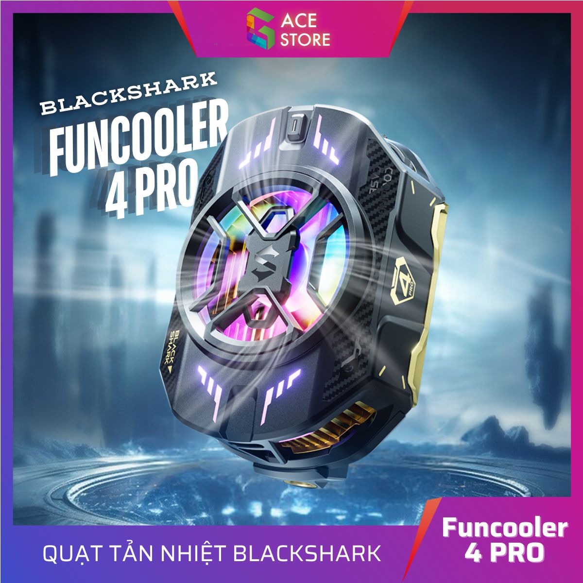 Black Shark Funcooler 4 Pro - Quạt tản nhiệt điện thoại sò lạnh công suất 27W | Có LED RGB Gaming | Hỗ Trợ Livestream