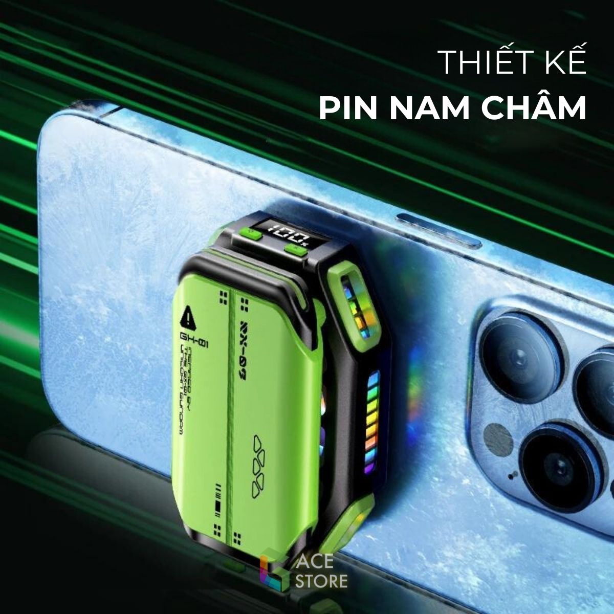 Quạt Tản Nhiệt Từ Tính X111 -  Hiệu Quả Làm Mát Tối Ưu | Pin Rời 1800mAh, Màn Hình LED RGB Cho Điện Thoại & Máy Tính Bảng