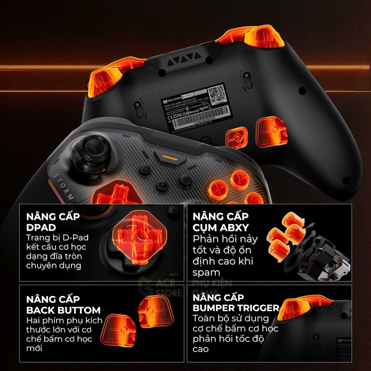 [ SẴN HÀNG ] TAY CẦM MOJHON STORM – STORM 2.4G 2000Hz | TMR JOYSTICK | HALL TRIGGER | RGB | DOCK SẠC