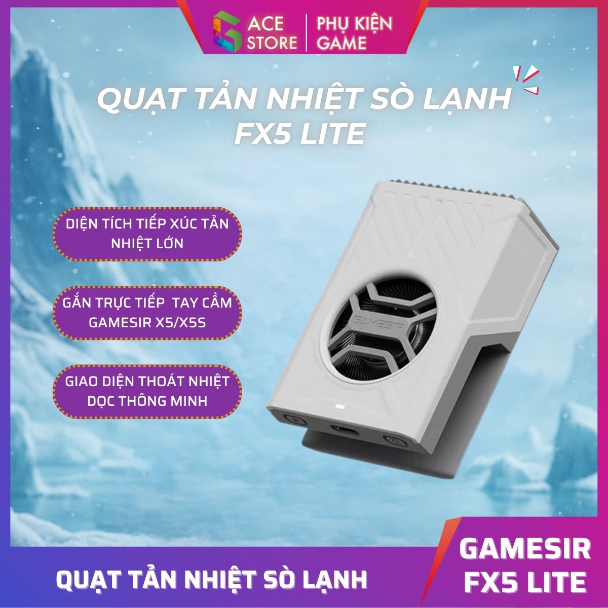 GameSir FX5 Lite – Quạt Tản Nhiệt Sò Lạnh Cho Tay Cầm GameSir X5/X5S