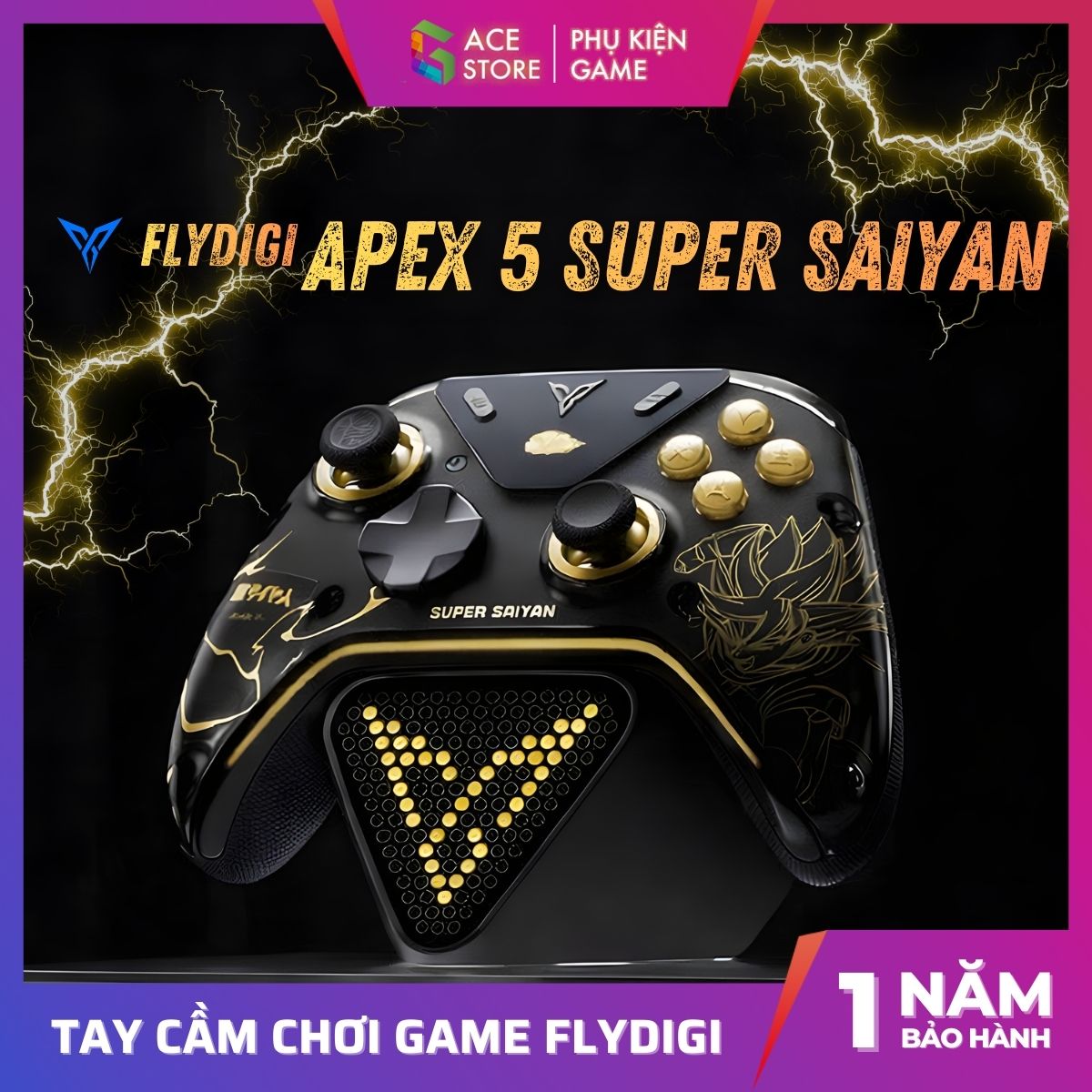 Tay cầm Flydigi APEX 5 SUPER SAIYAN - Phiên bản giới hạn, Hall Joystick, Nearlink 1000Hz, Màn hình thông minh