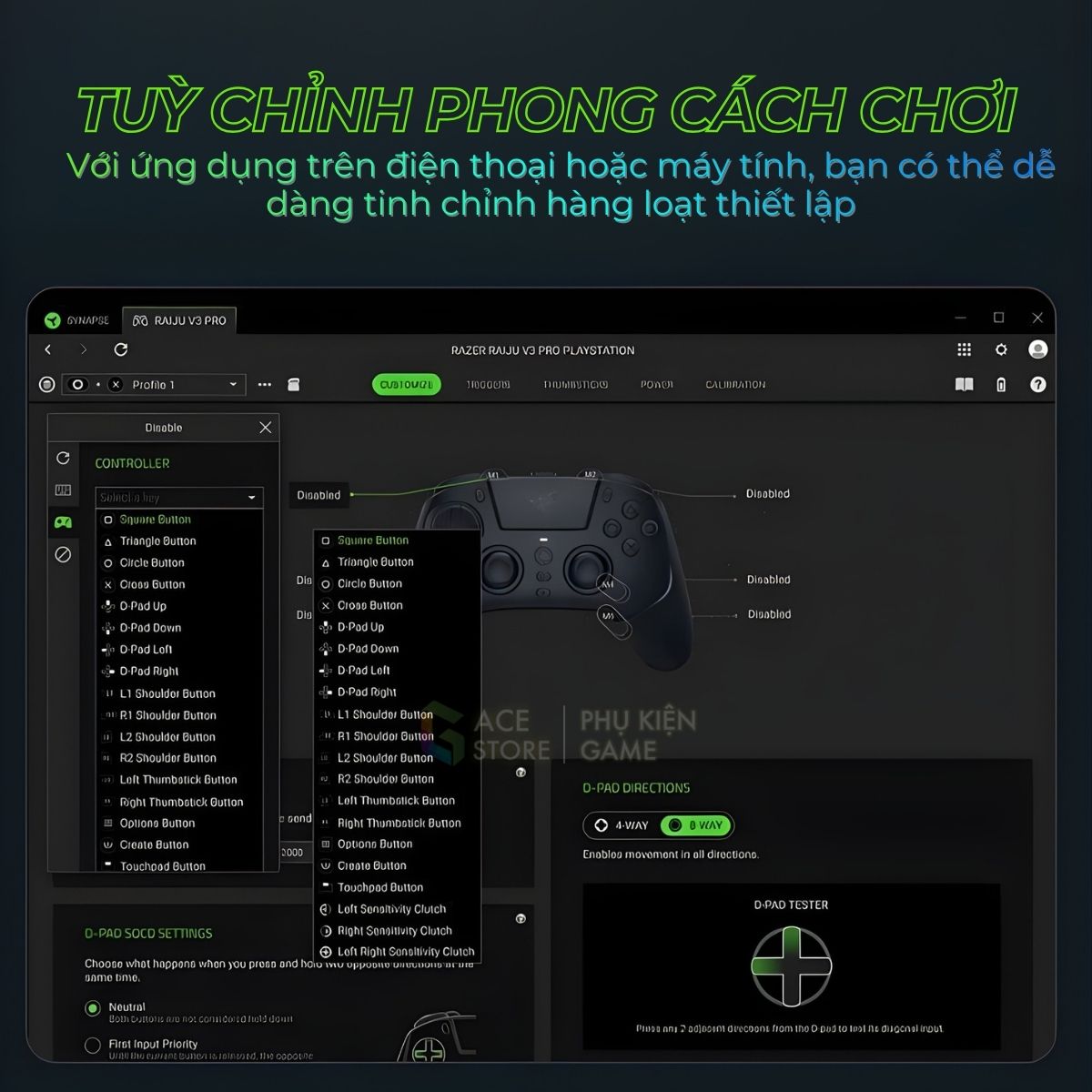 [Chính hãng] Tay Cầm Chơi Game Razer Raiju V3 Pro – Chuẩn Esports Cho PS5™ & PC