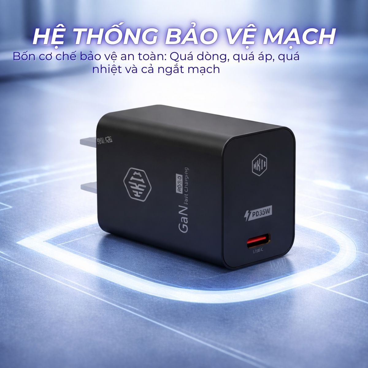 Củ sạc nhanh KIRI CHARGER 35W GaN – TYPE-C SẠC MÁT, AN TOÀN, HIỆU SUẤT CAO