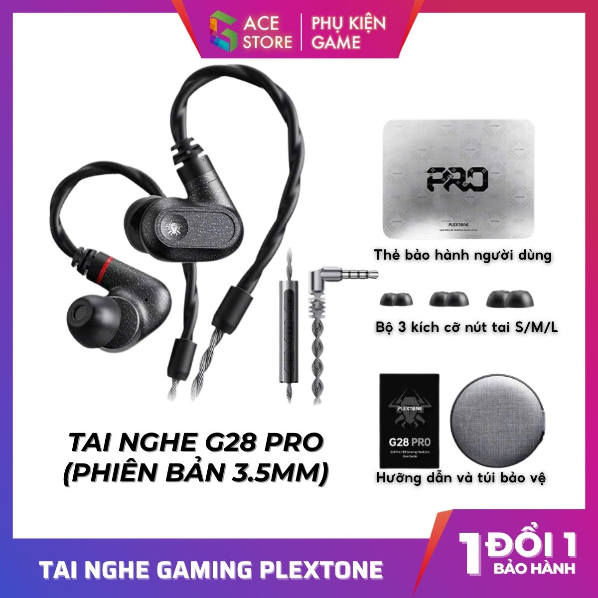 Plextone G28 Pro – Tai Nghe Gaming HiFi Chống Ồn, Định Vị Chuẩn, Màng Loa Kim Cương, 2 Cổng Type-C & 3.5mm