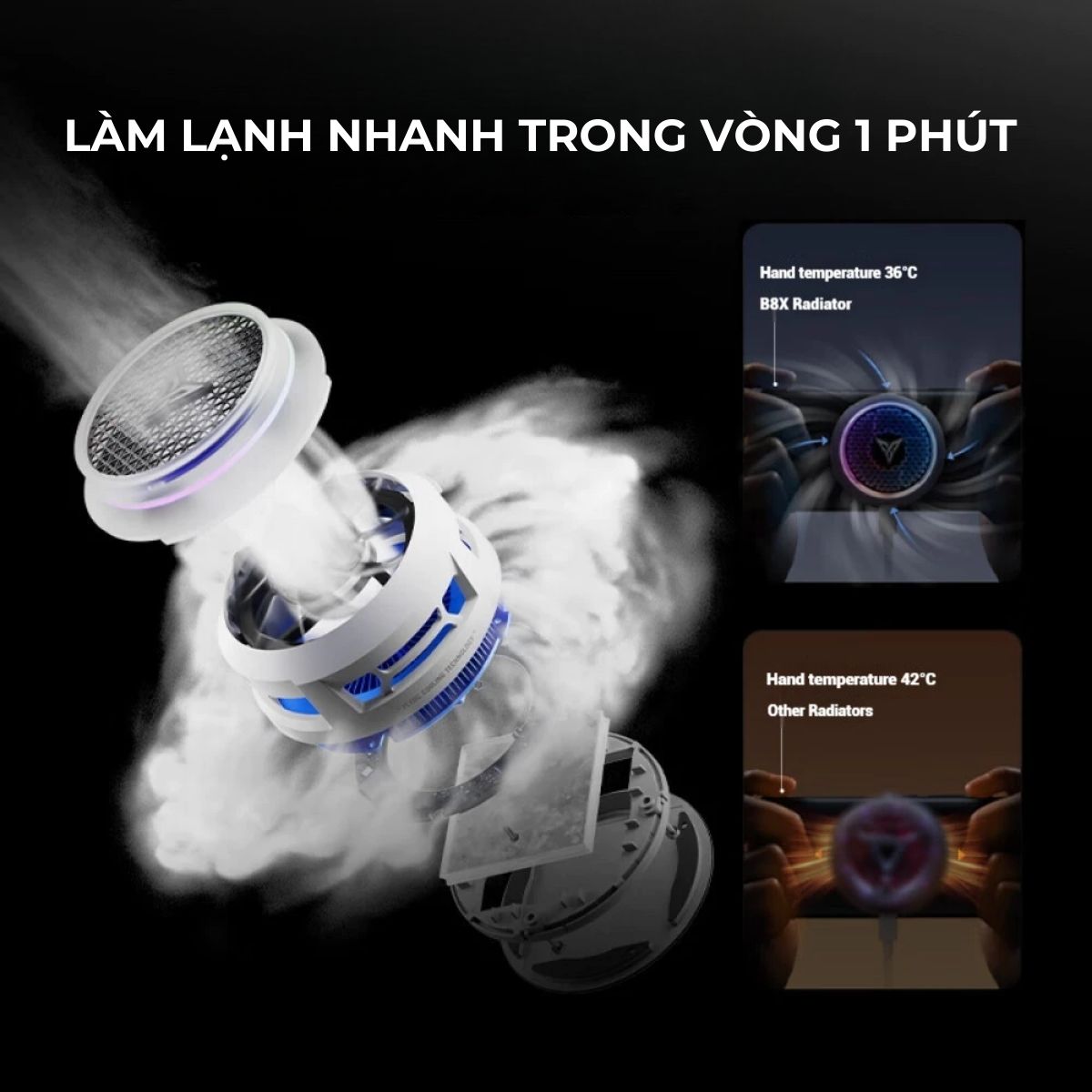 Flydigi B8X | Quạt tản nhiệt sò lạnh từ tính dành cho điện thoại và máy tính bảng
