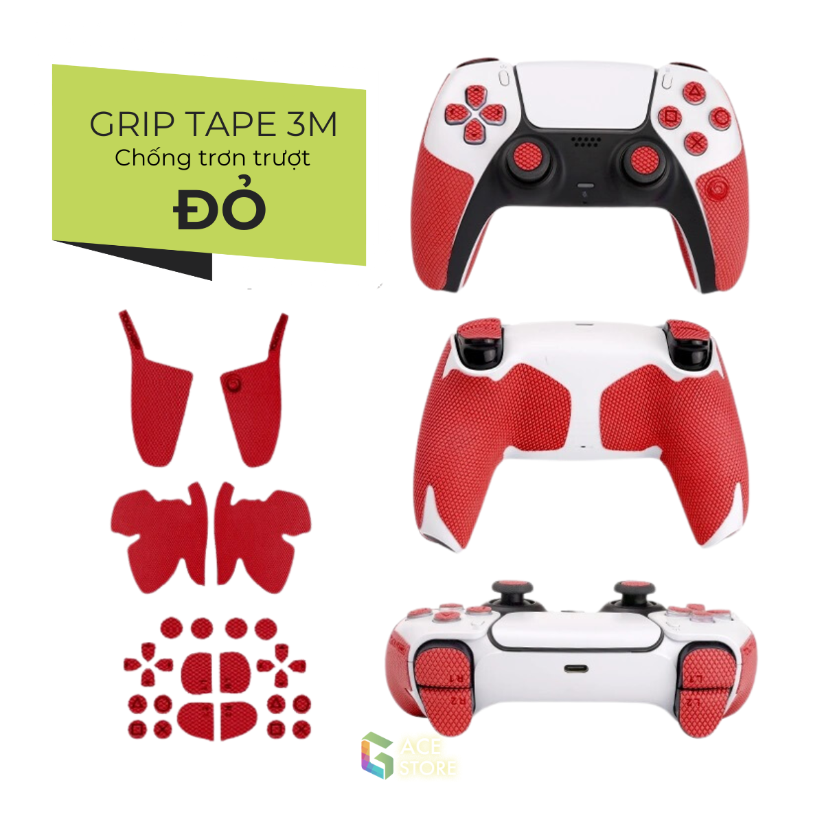 Miếng Dán Grip Tape 3M Chống Trượt Cho Tay cầm PS5 DualSense Full Bộ Đủ Nút