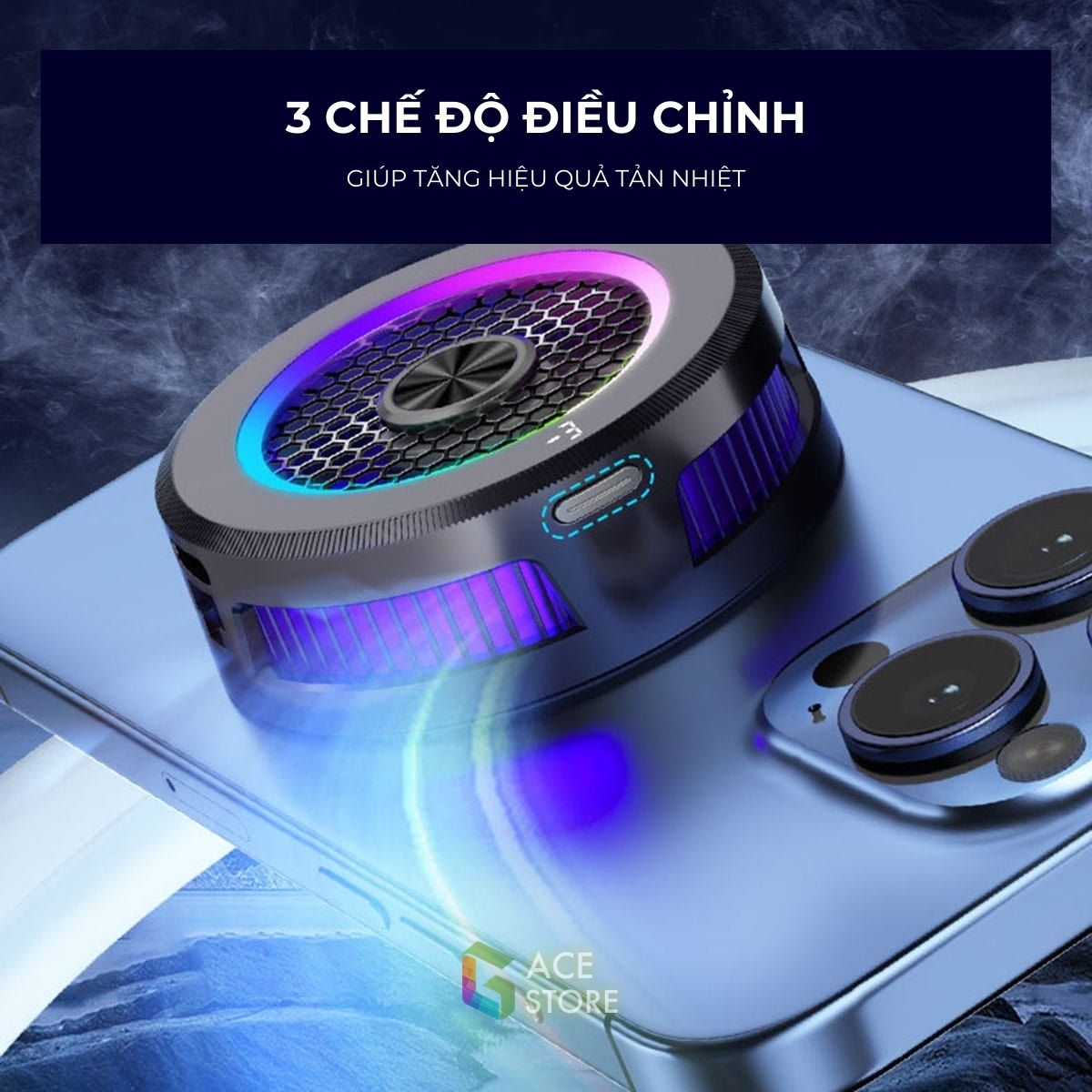 AL19 - Quạt Tản Nhiệt Sò Lạnh Từ Tính |  Màn Hình Hiển Thị Nhiệt Độ | Đèn LED RGB Gaming