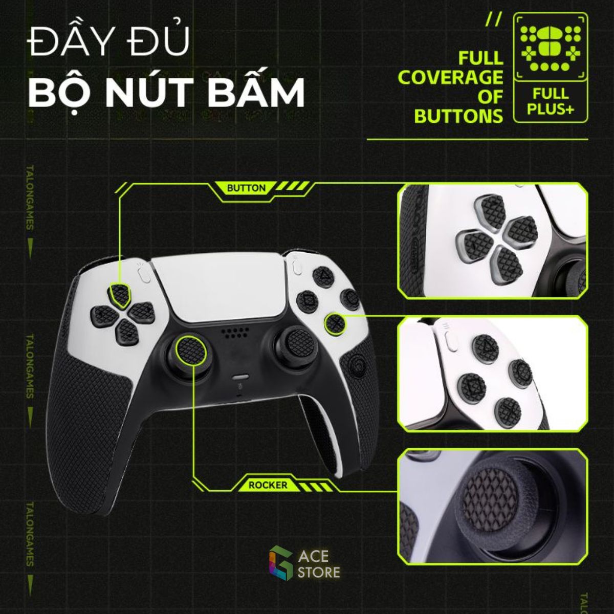 Miếng Dán Grip Tape 3M Chống Trượt Cho Tay cầm PS5 DualSense Full Bộ Đủ Nút