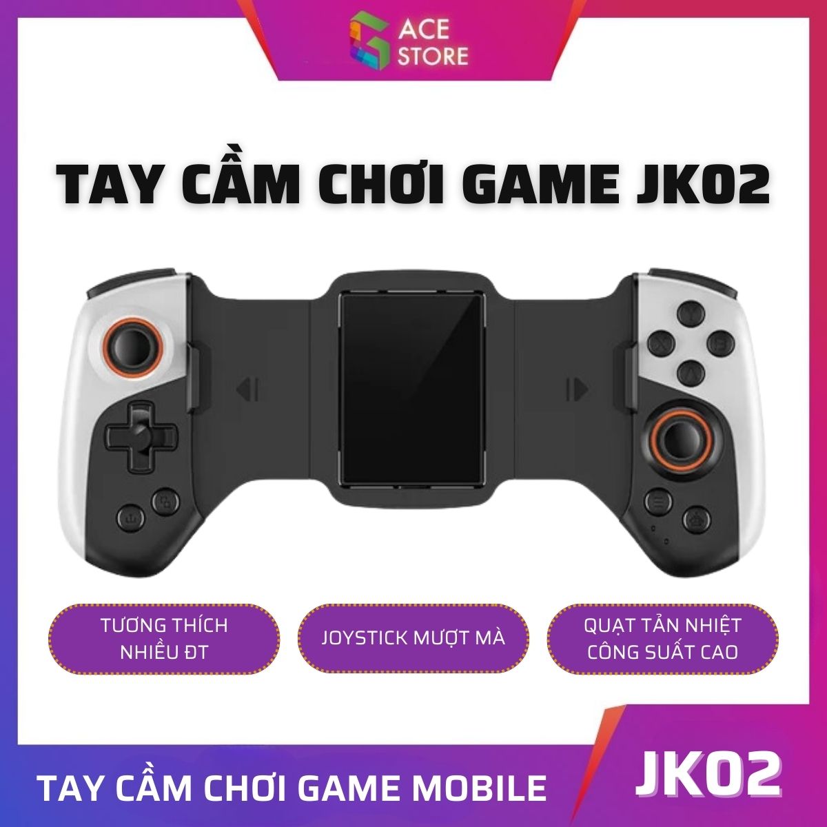 Tay cầm JK02 | Tay cầm chơi game 2 bên tích hợp quạt tản nhiệt sò lạnh hỗ trợ auto tap / macro