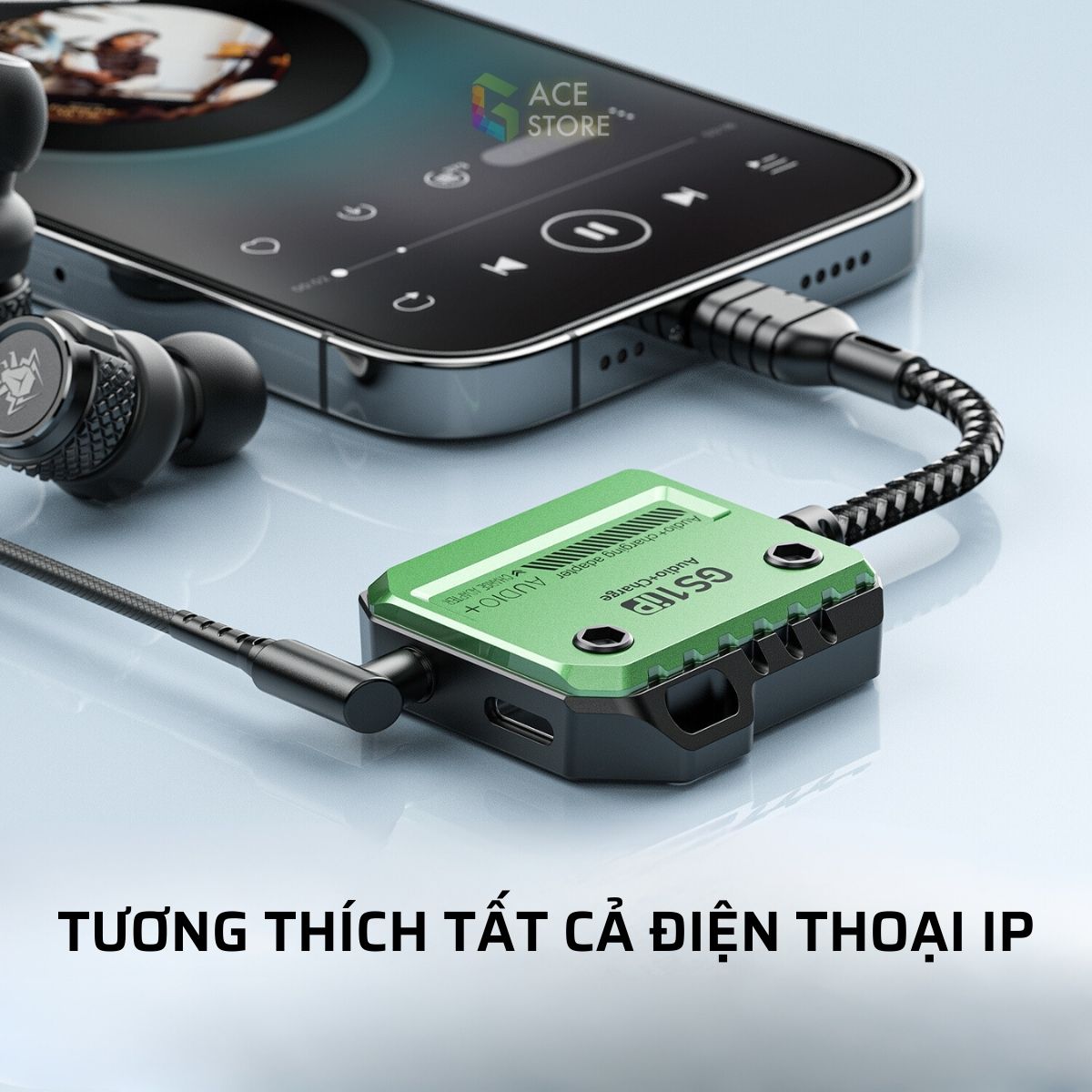 Plextone GS1 IP | Cáp chuyển đổi chia cổng sạc và tai nghe 3.5 / lightning dành cho IP hỗ trợ sạc nhanh 30W [Gace Store]