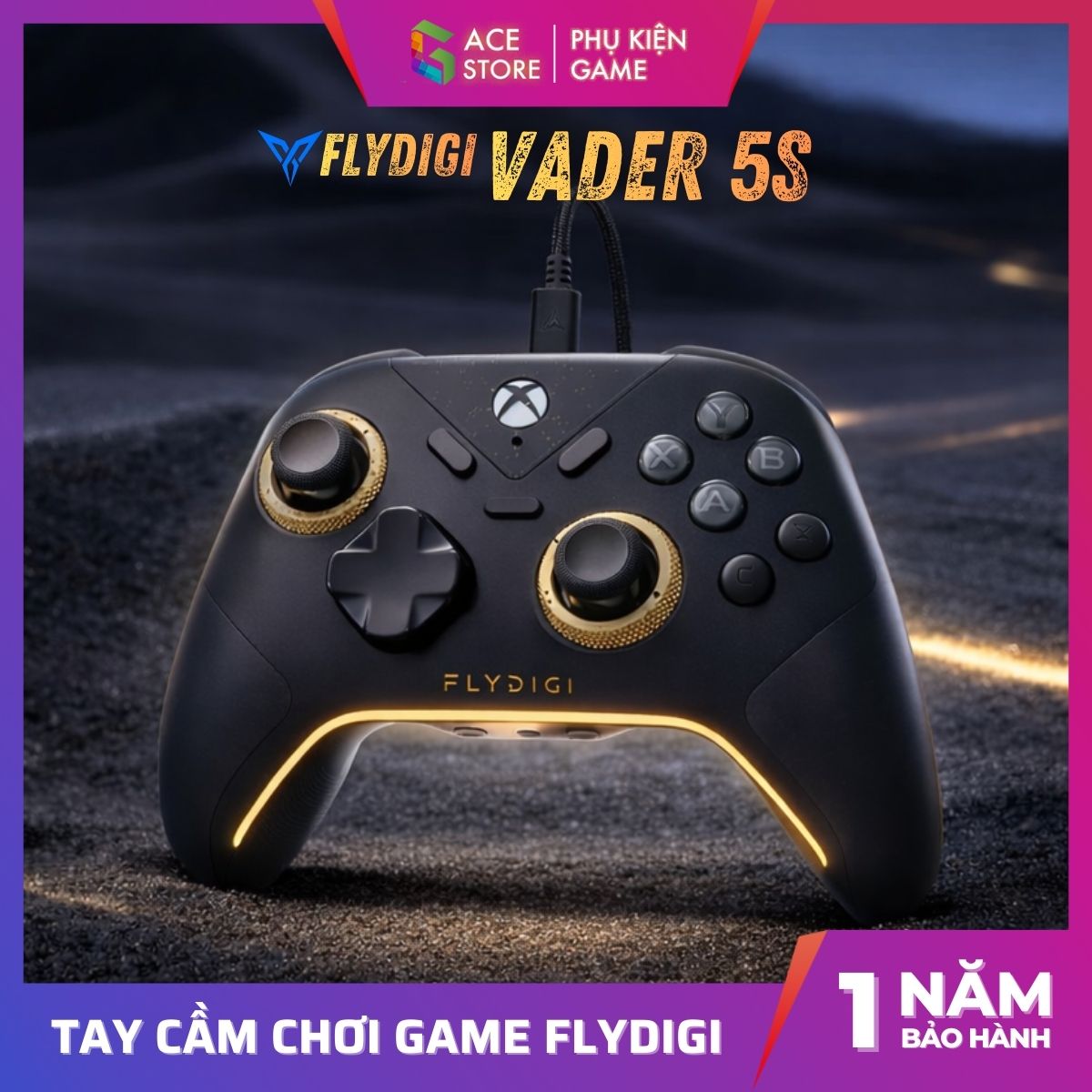 [Chính hãng] Tay cầm chơi game FLYDIGI VADER 5S | FORCEFLEX™ Hall Effect Joystick | Trigger 2 Chế Độ | 6 Nút phụ tuỳ biến