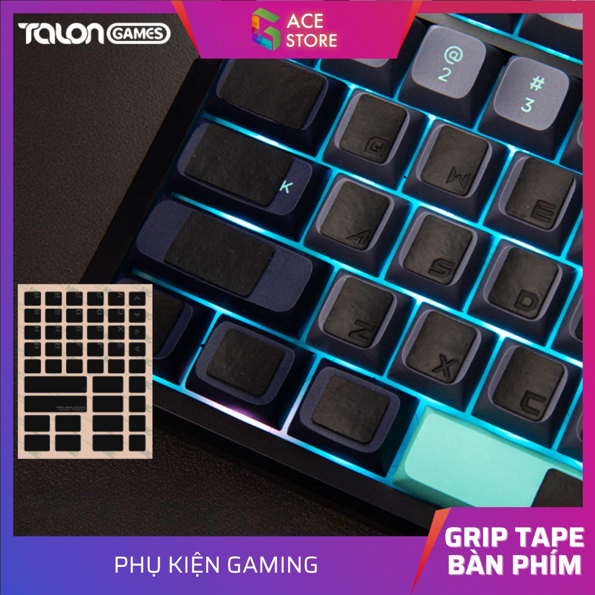 Bộ miếng dán grip tape bàn phím TalonGames - Gace Store Phân Phối Chính Hãng