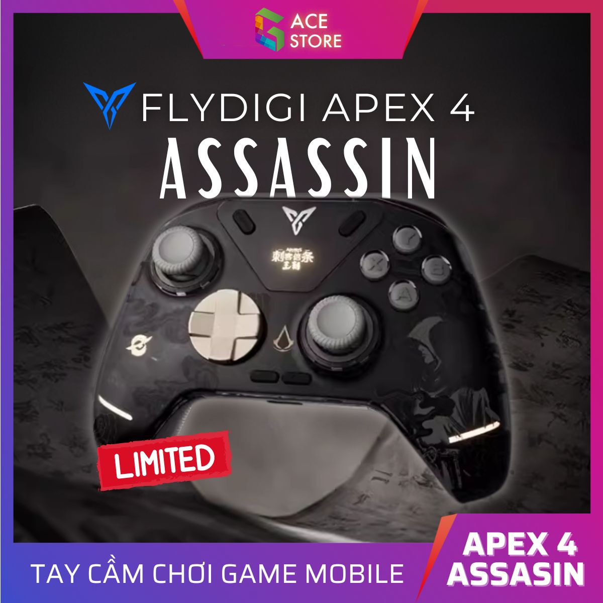 [Sẵn Hàng] Flydigi Apex 4 Phiên Bản Giới Hạn Assassin | Tay cầm Bluetooth Wireless chơi game trên IOS, Android và PC