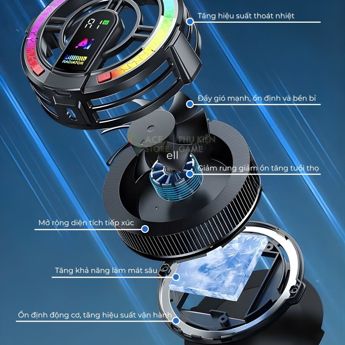 [Có sẵn] Quạt tản nhiệt máy tính bảng sò lạnh TH06 Pro -  Kiểm soát nhiệt độ thông minh,Tích hợp AI công suất 24W