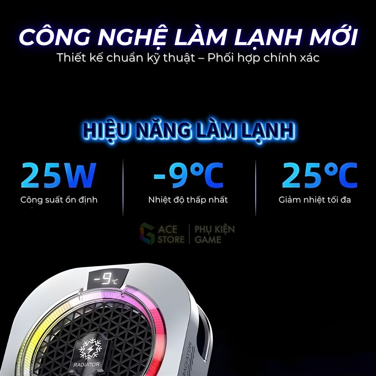 [Siêu Sale] Quạt tản nhiệt điện thoại sò lạnh TH16 Pro - Tản nhiệt từ tính tích hợp AI, Led RGB Không tụt FPS khi gaming