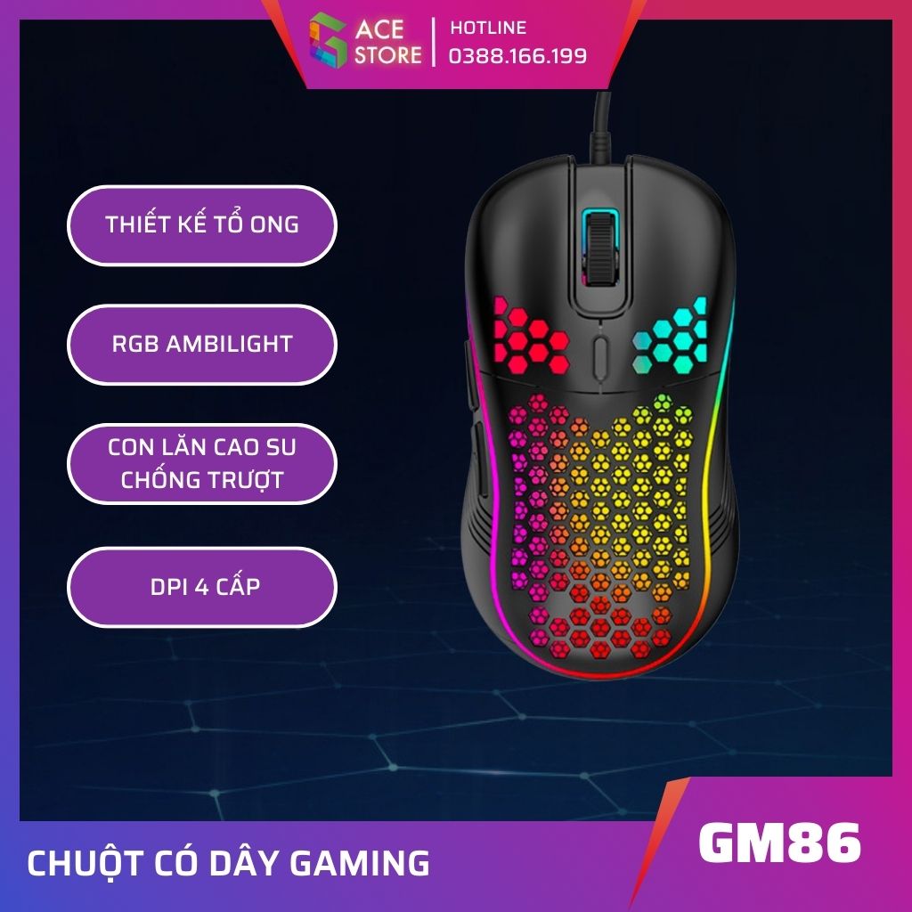 Gamwing GM86 | Chuột Gaming Có Dây  - DPI 4 Cấp Độ và 6 Nút Điều Chỉnh