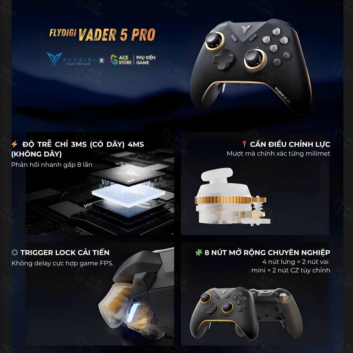 [Chính hãng] Tay cầm chơi game Flydigi Vader 5 Pro