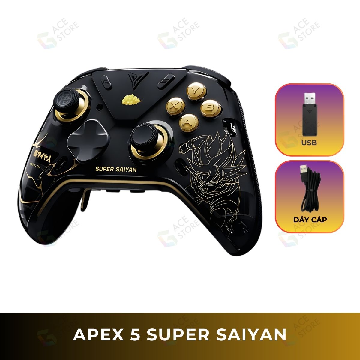 Tay cầm Flydigi APEX 5 SUPER SAIYAN - Phiên bản giới hạn, Hall Joystick, Nearlink 1000Hz, Màn hình thông minh
