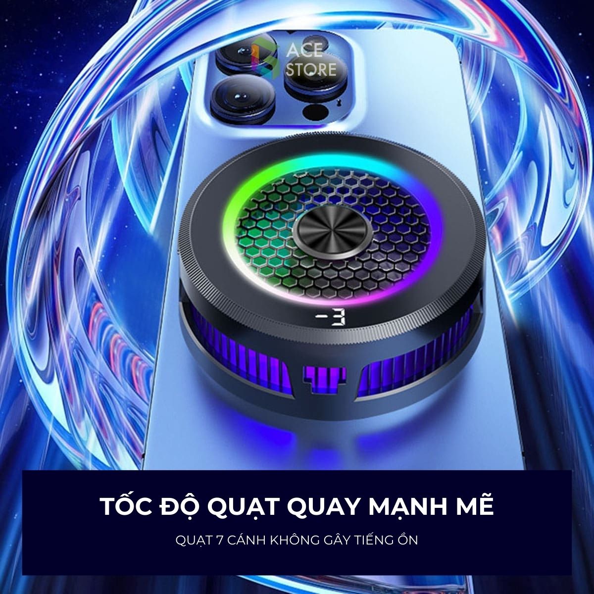 AL19 - Quạt Tản Nhiệt Sò Lạnh Từ Tính |  Màn Hình Hiển Thị Nhiệt Độ | Đèn LED RGB Gaming