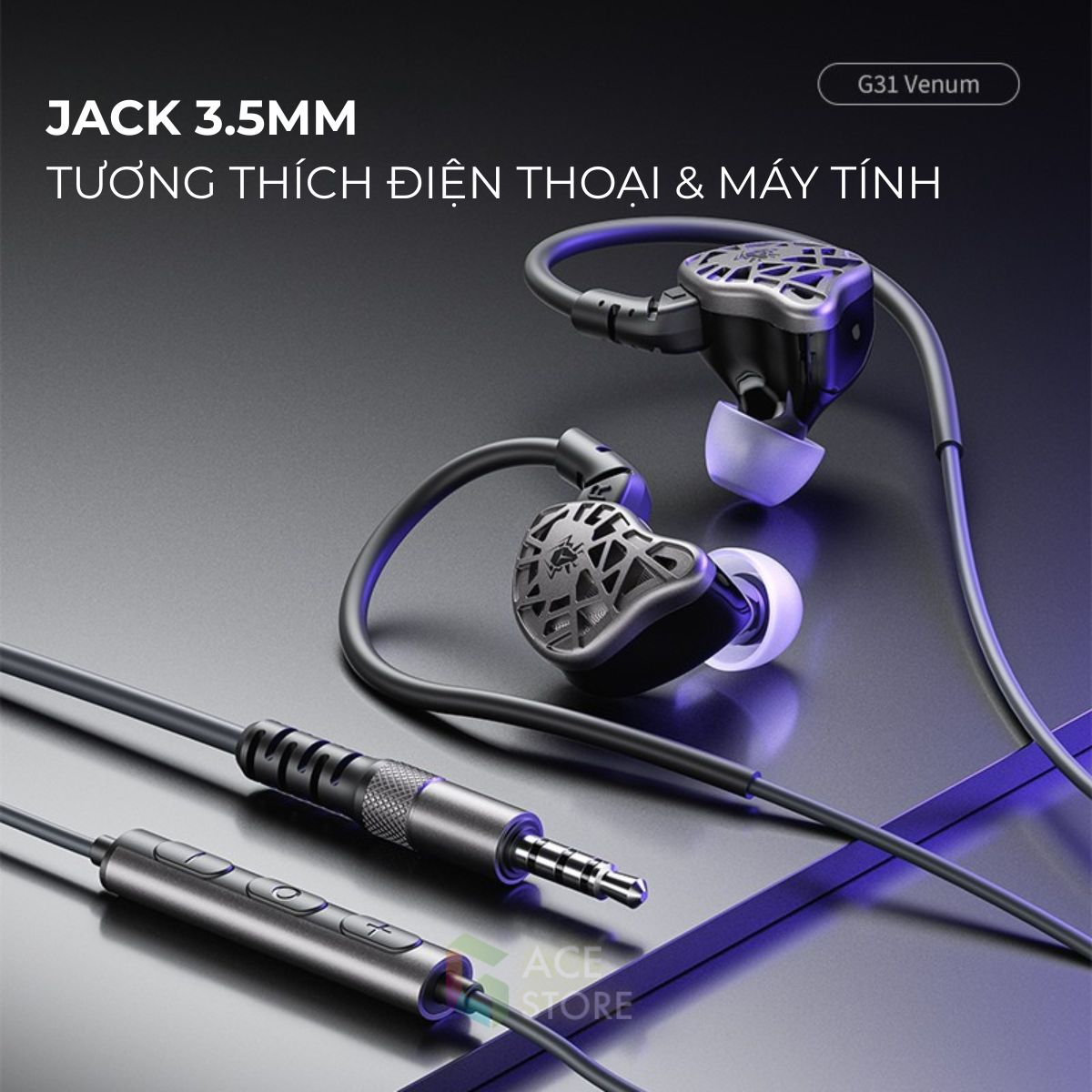 Tai nghe Plextone G31 Âm Thanh Định Vị Chuẩn Xác | Jack 3.5mm | Mic Đàm Thoại | Móc Tai Chống Rơi