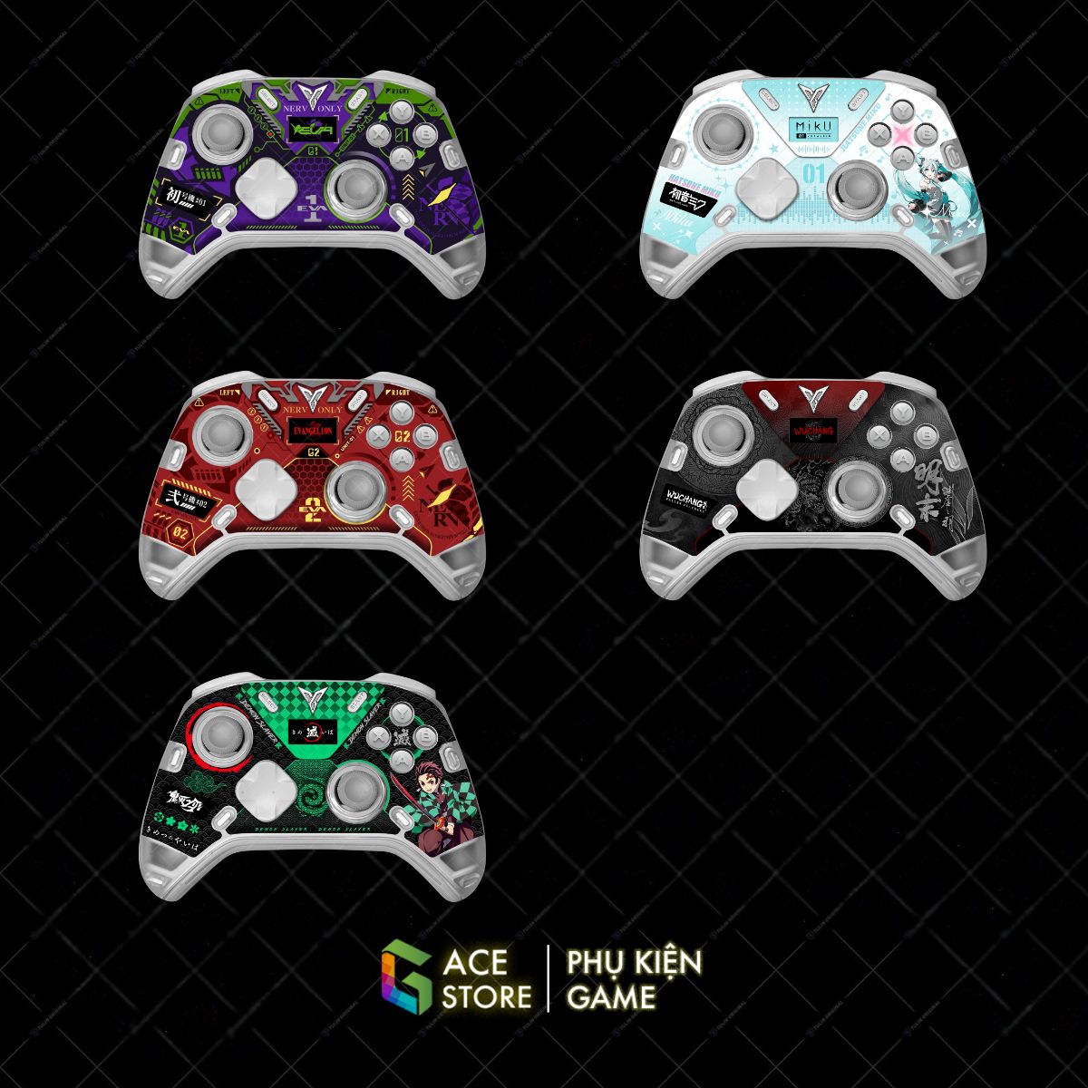 Miếng Dán Decal Cao Cấp Cho Flydigi Apex 5 Elite – EVA-01, EVA-02, MiKu, Wuchang, Demon Slayer, Zenless Zone Zero