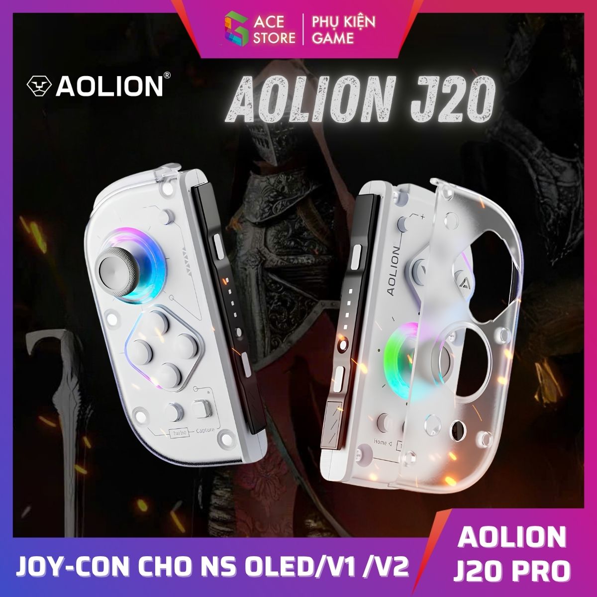 Tay Cầm Joy-Con Aolion J20 Pro Hall Effect Cho Nintendo Switch OLED | V1 | V2