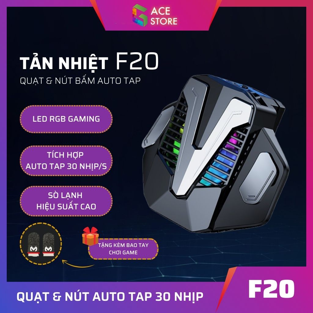 Quạt Tản Nhiệt F20 | Tích Hợp Nút Bấm Auto Tap 30 Nhịp Dành Cho Game FPS