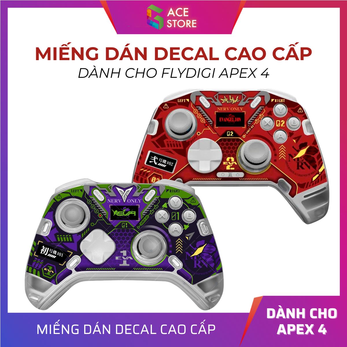 Miếng Dán Decal Cao Cấp Cho Flydigi Apex 4 – EVA-01, EVA-02, MiKu, Wuchang, Demon Slayer, Zenless Zone Zero