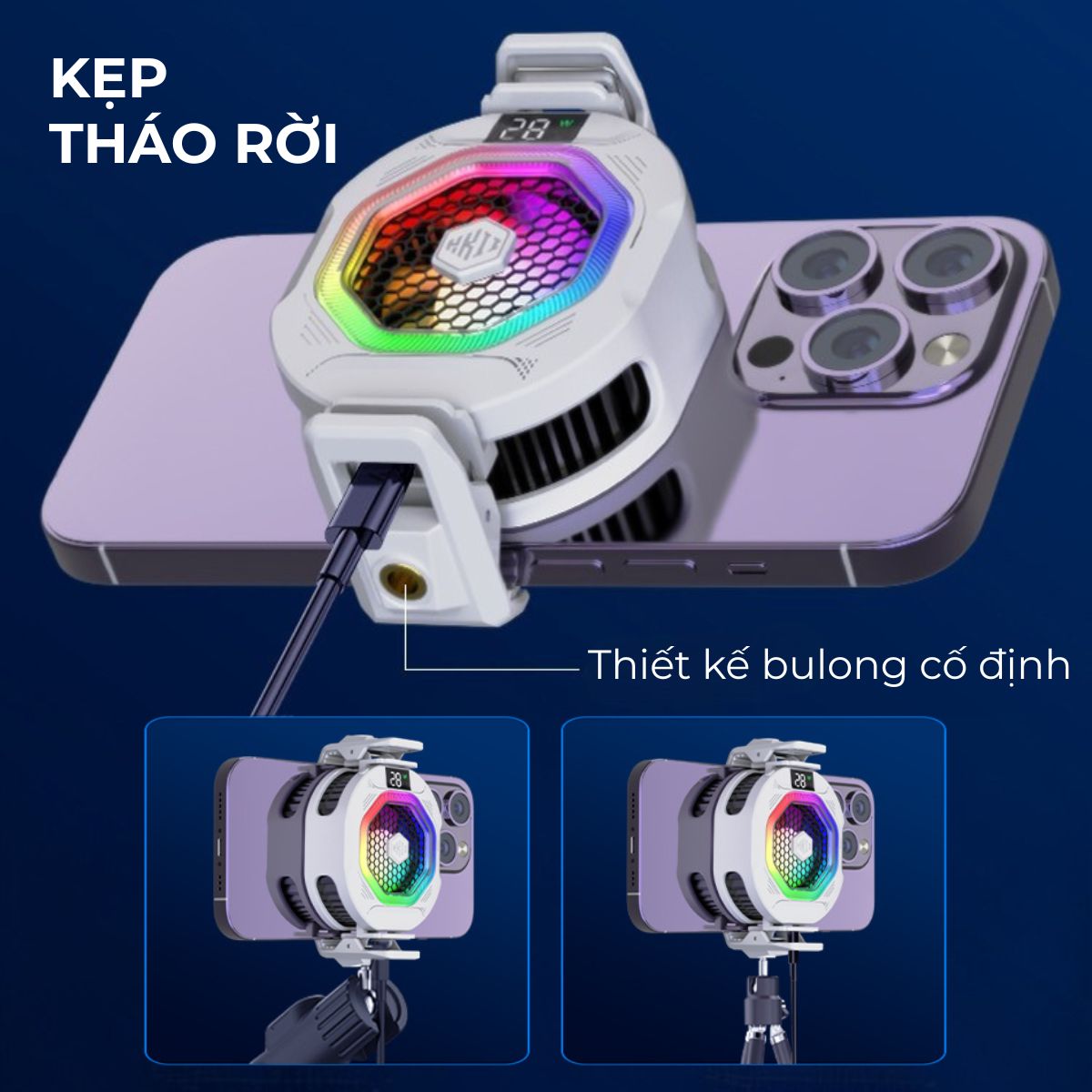 Quạt tản nhiệt sò lạnh Kiri TH12 làm lạnh siêu tốc, dành cho điện thoại, máy tính bảng