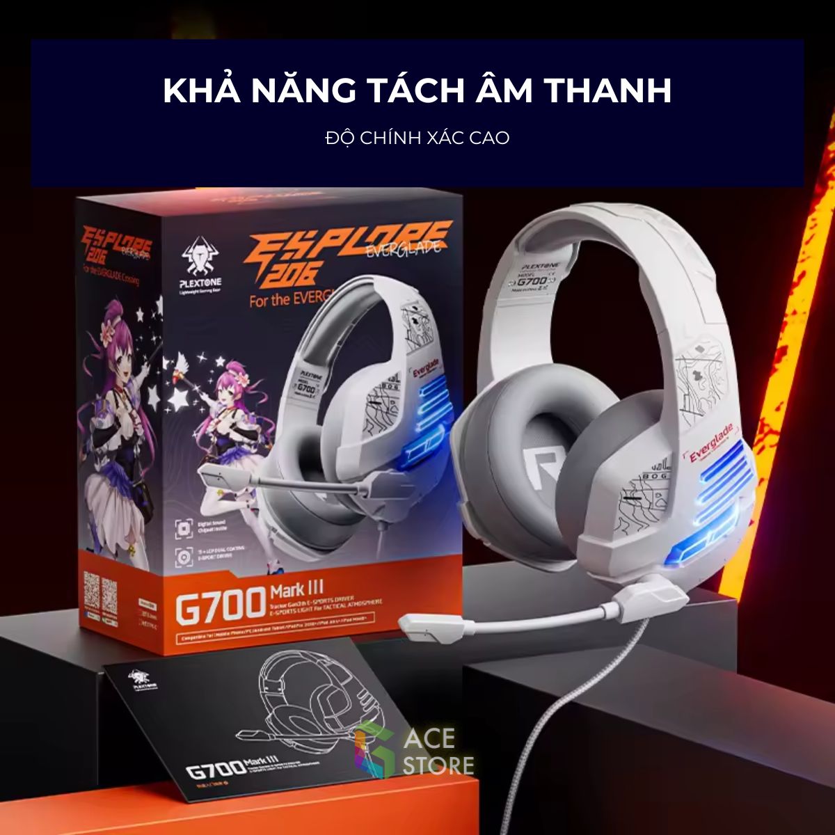 Plextone G700 MARK III | Tai nghe chụp tai, mic lọc tạp âm, loa TRACKER ESPORT GEN 3