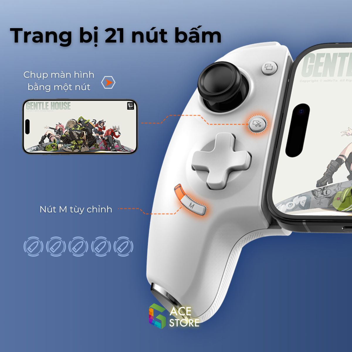 Tay cầm chơi game Gamwing AB01 - Máy chơi game hỗ trợ đa nền tảng với sạc nhanh và jack tai nghe 3.5mm cho Switch, Android, iOS, PC | Gace Store
