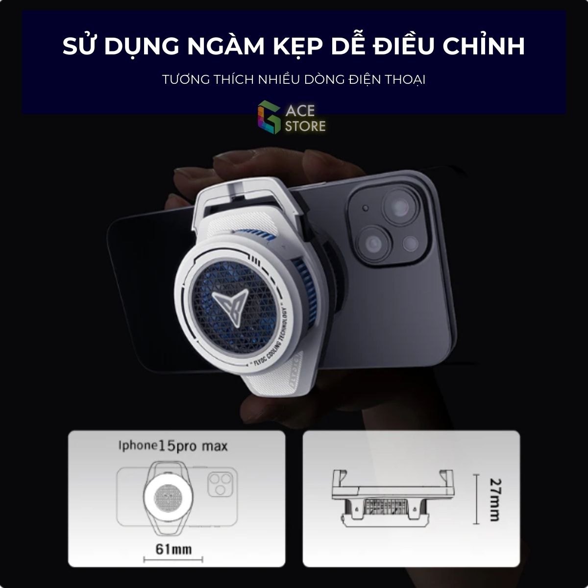 Flydigi B7 | Quạt tản nhiệt sò lạnh công suất 27W, tiếng ồn thấp dưới 37dB dành cho điện thoại