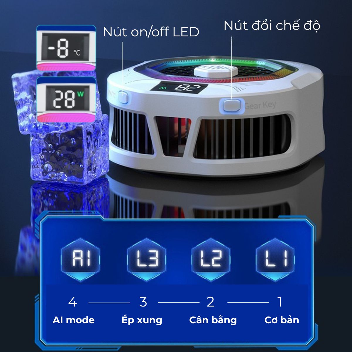 Quạt tản nhiệt sò lạnh Kiri TH12 làm lạnh siêu tốc, dành cho điện thoại, máy tính bảng