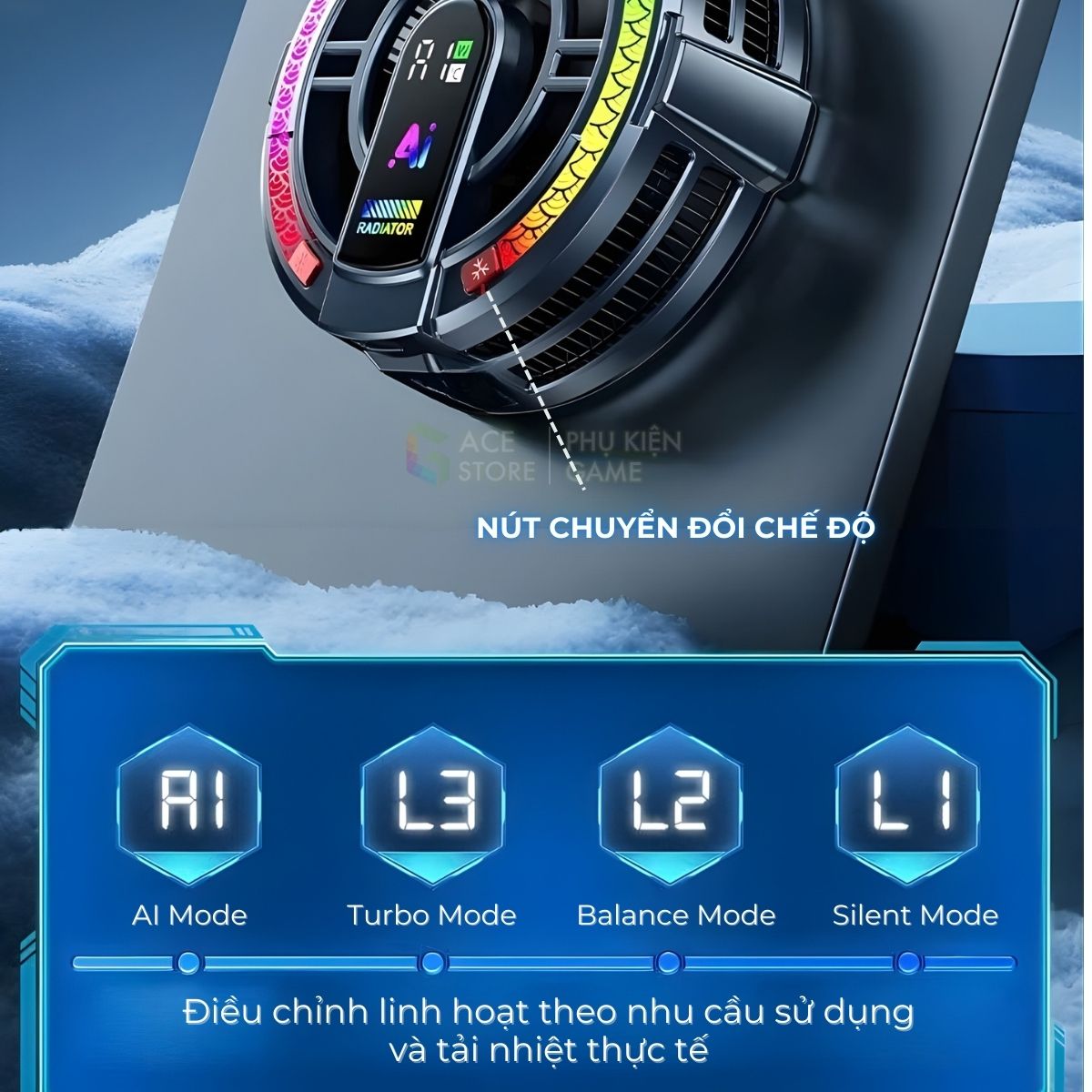 [Có sẵn] Quạt tản nhiệt máy tính bảng sò lạnh TH06 Pro -  Kiểm soát nhiệt độ thông minh,Tích hợp AI công suất 24W