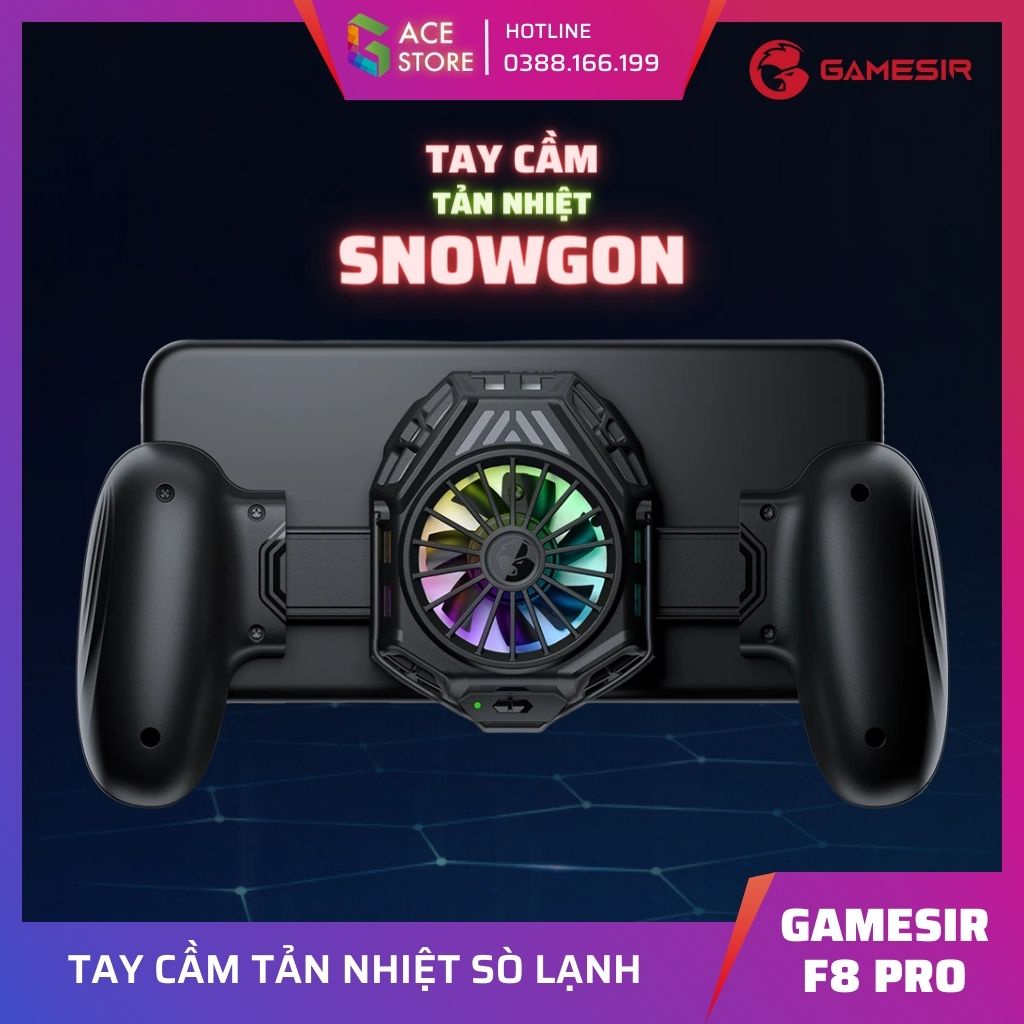 GameSir F8 Pro Snowgon | Tay cầm quạt tản nhiệt sò lạnh dành cho điện thoại