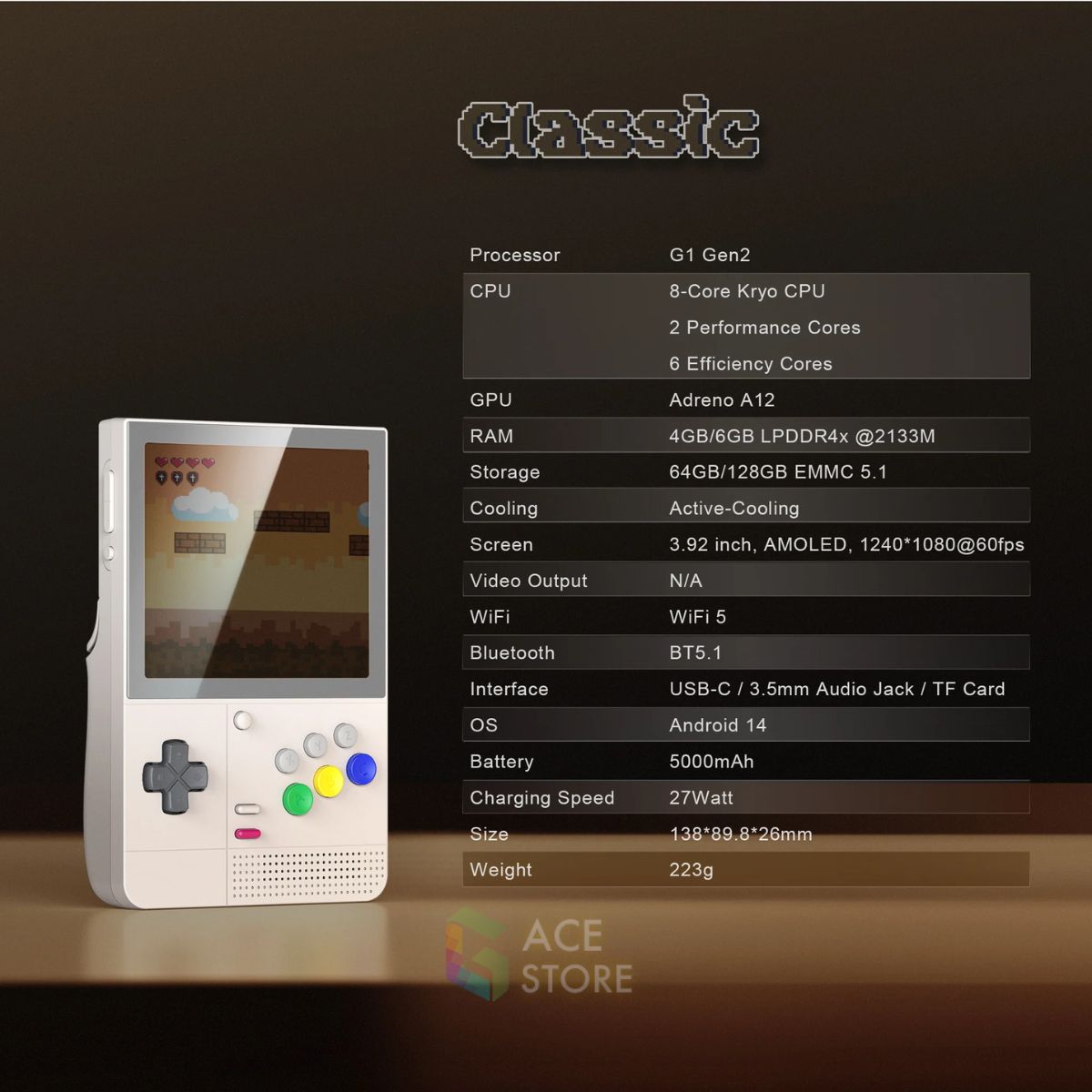 Retroid Pocket Classic Handheld Máy Chơi Game Cầm Tay