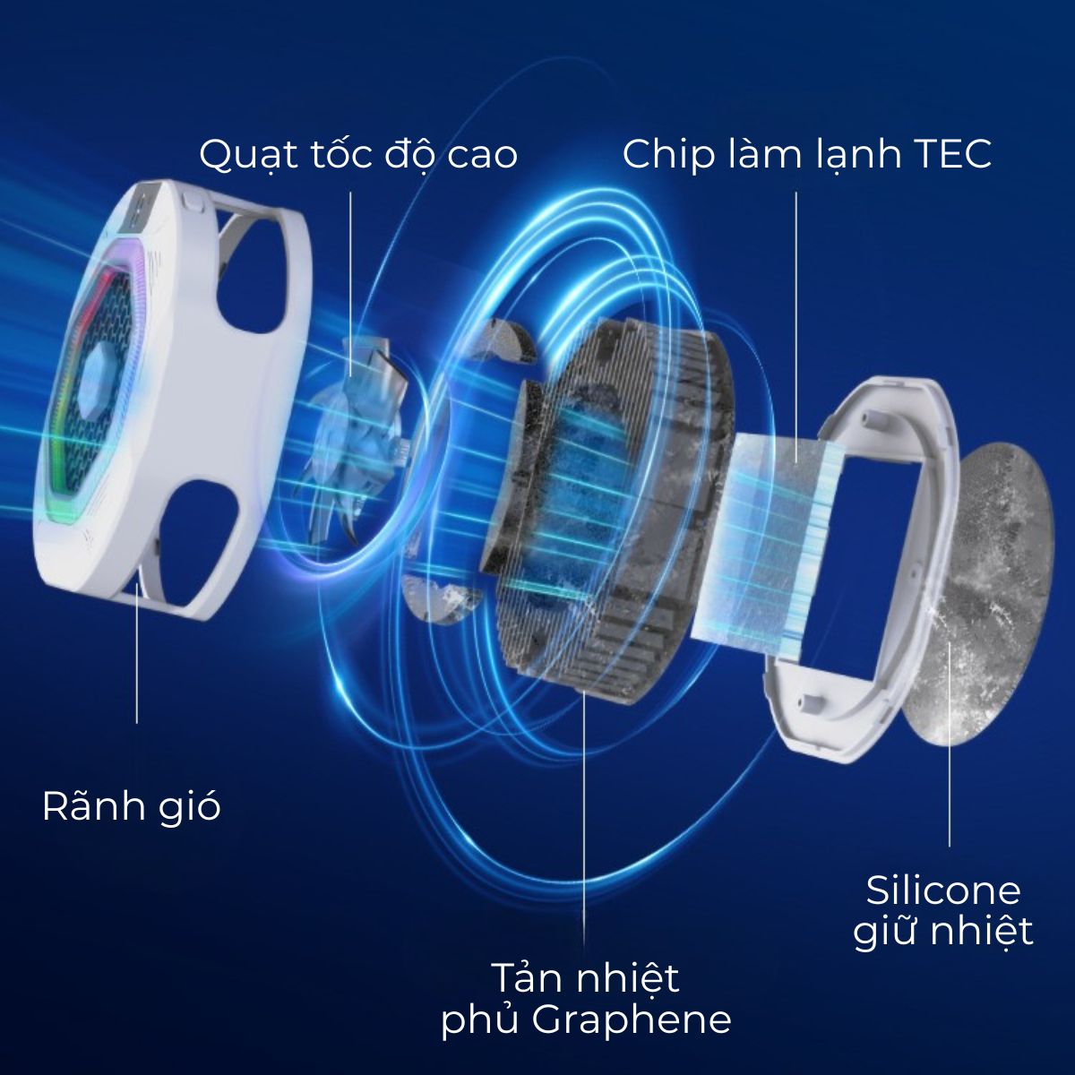 Quạt tản nhiệt sò lạnh Kiri TH12 làm lạnh siêu tốc, dành cho điện thoại, máy tính bảng