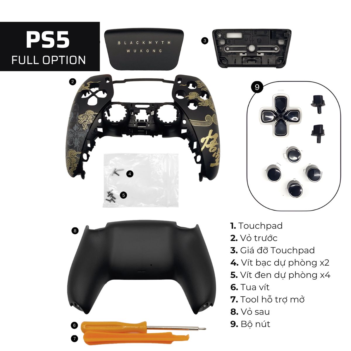 Faceplate Tay Cầm PS5 & XBox Black Myth: Wukong | Faceplate Tay Cầm Chơi Game Black Myth Wukong
