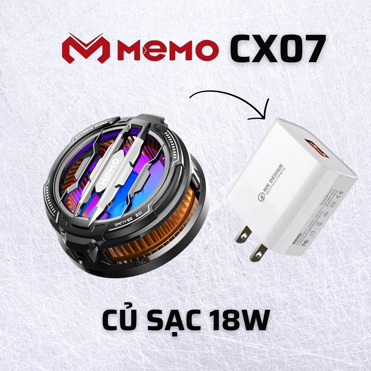 MEMO CX07 | Quạt tản nhiệt điện thoại làm lạnh âm độ LED RGB dành cho điện thoại và máy tính bảng ( TẶNG NGÀM KẸP)
