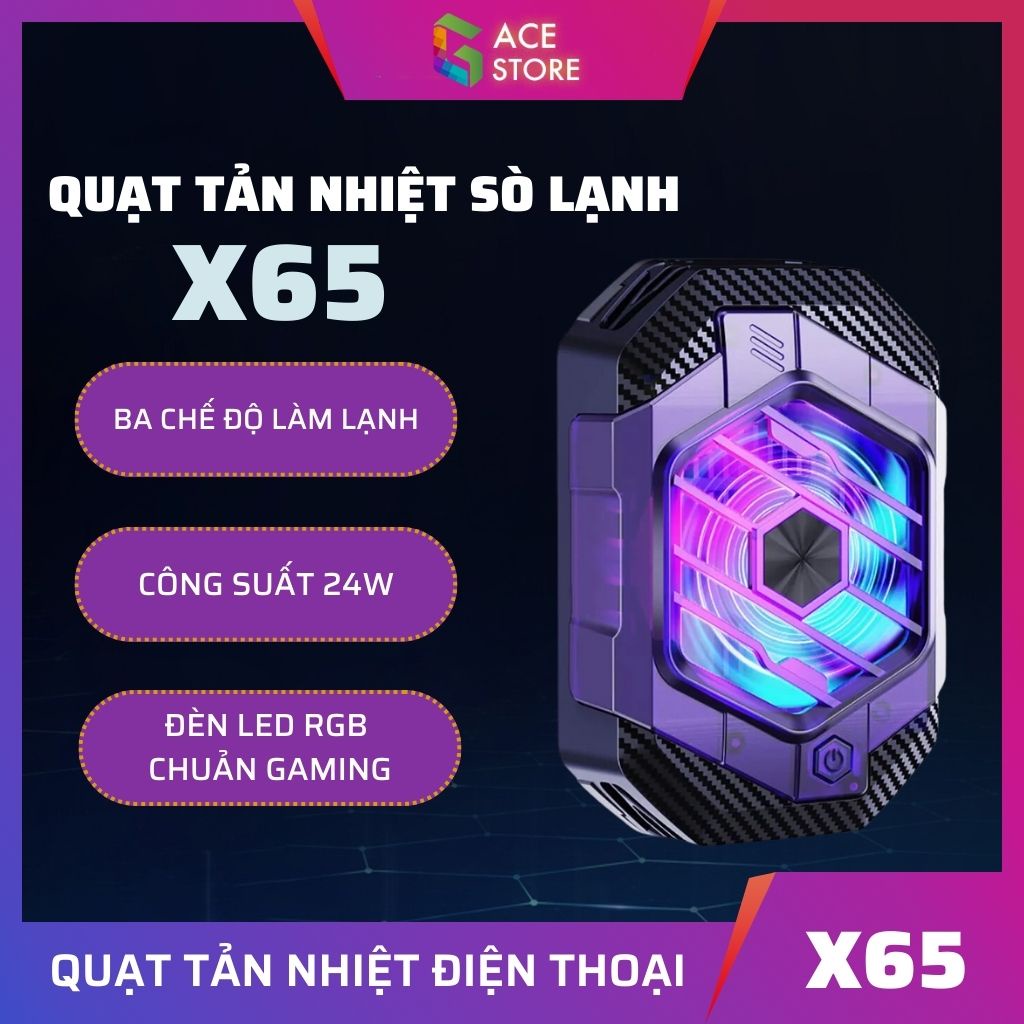 Quạt tản nhiệt sò lạnh X65 dành cho điện thoại, máy tính bảng