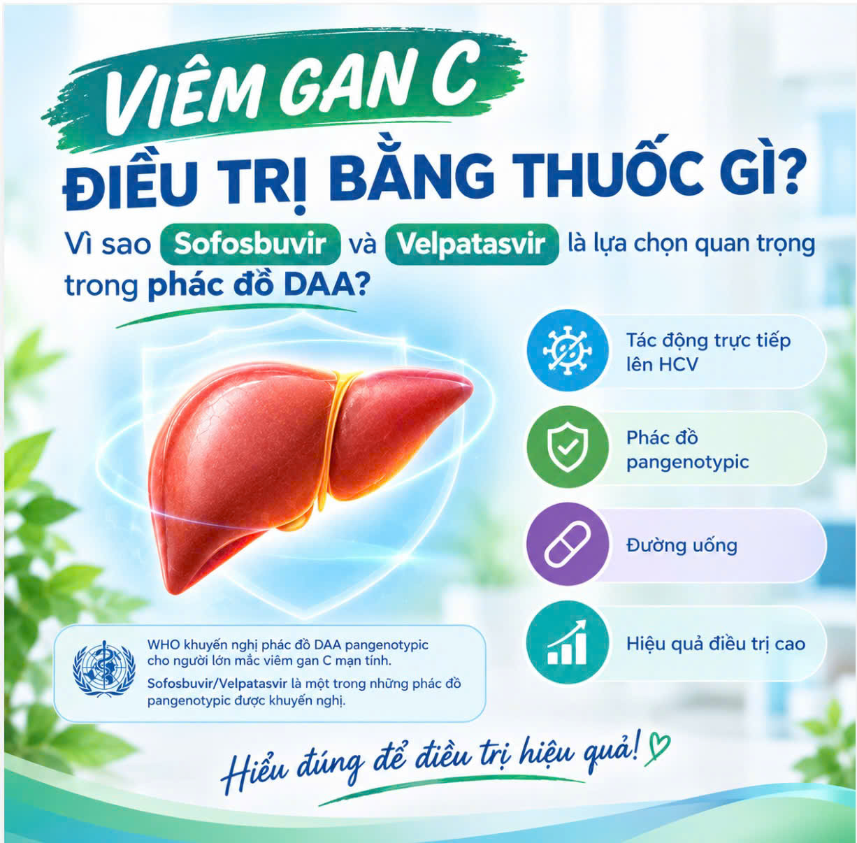 Điều trị viêm gan C bằng thuốc gì? Vì sao Sofosbuvir 400mg  và Velpatasvir 100 mg là một trong những lựa chọn quan trọng trong phác đồ điều trị VGC?