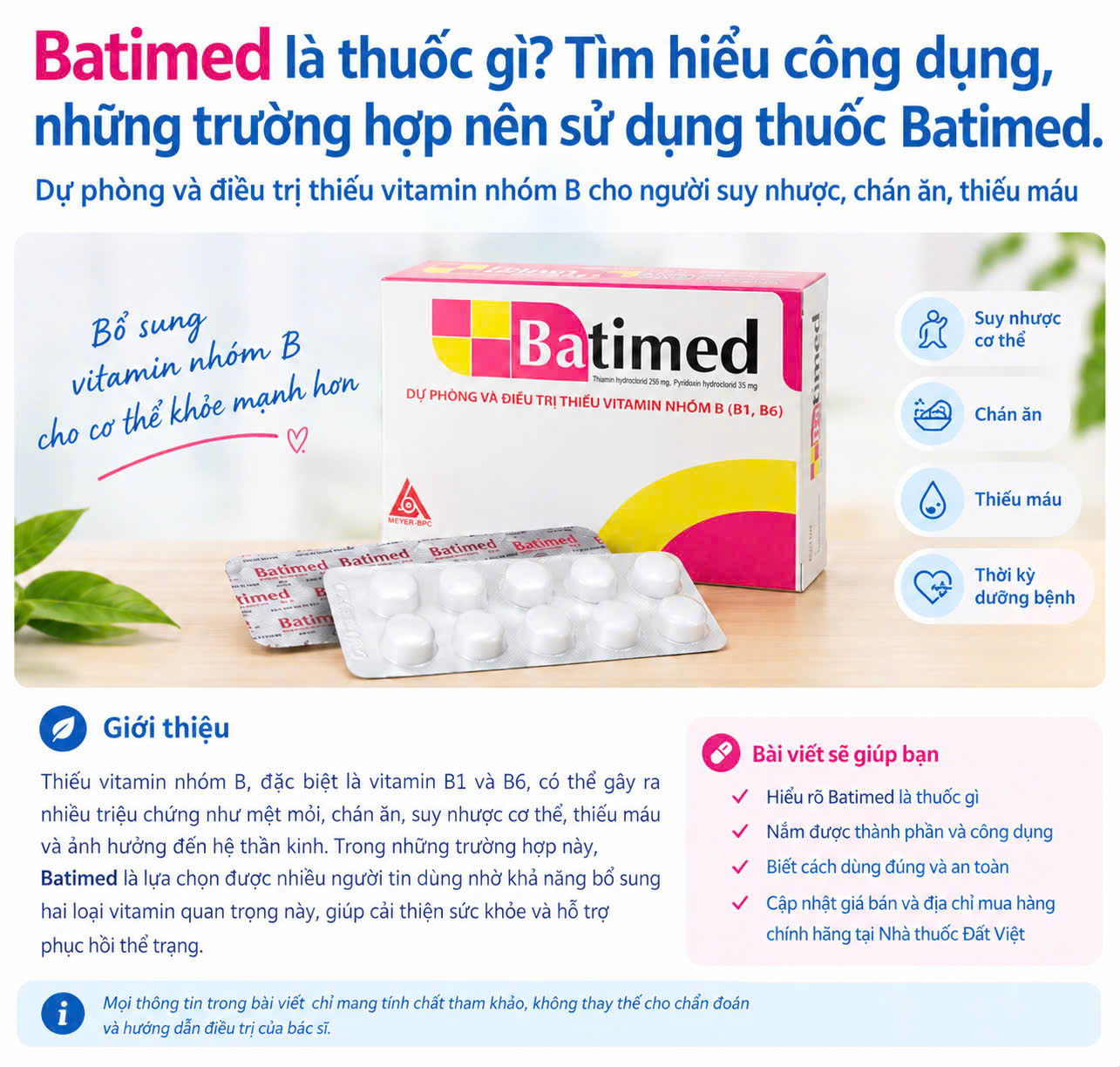 Batimed là thuốc gì? Tìm hiểu công dụng, Những trường hợp nên sử dụng thuốc Batimed