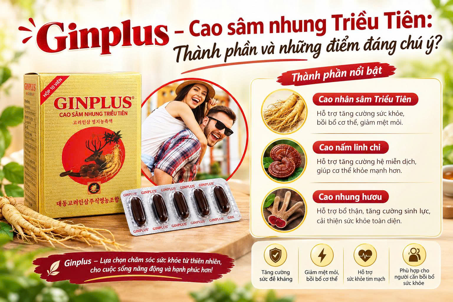 Ginplus – Cao sâm nhung Triều Tiên: Thành phần và những điểm đáng chú ý? Mua thuốc Ginplus ở đâu chính hãng?