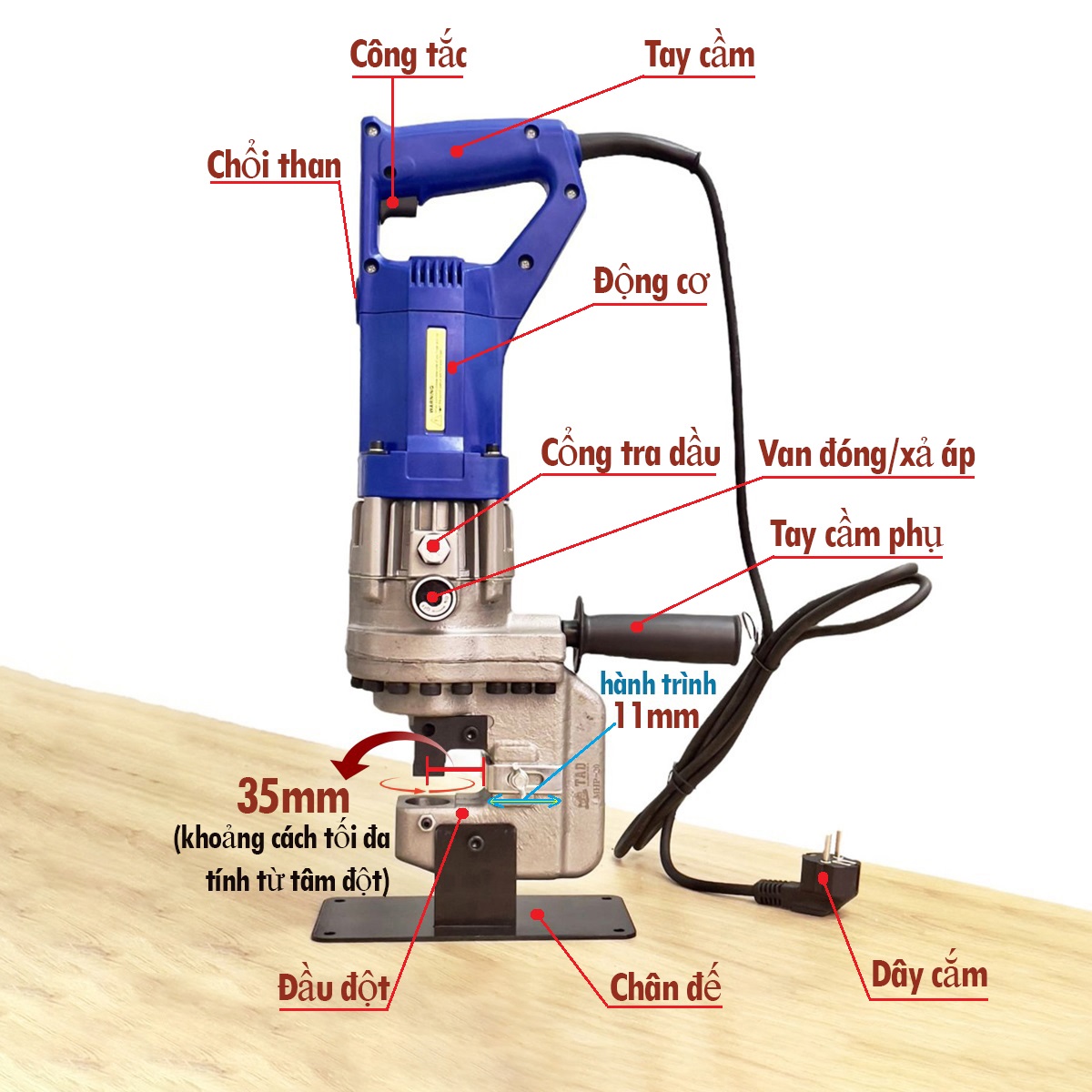 Máy đột lỗ thủy lực chạy điện MHP-20